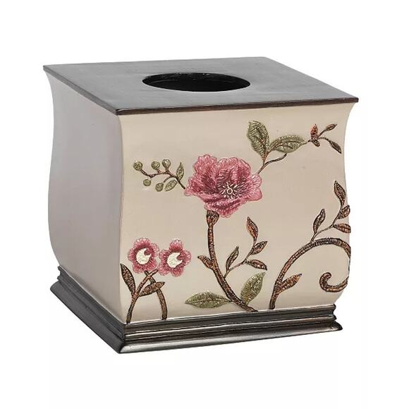 Popular Larrisa Rose Flower Embroidery Design Tissue Box Rose Gold - Picture 1 of 4